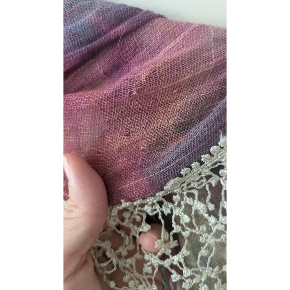 Womens Scarf  Fairy Grunge Whimsygoth Boho Embroidered Lace Tie Dye Eclectic